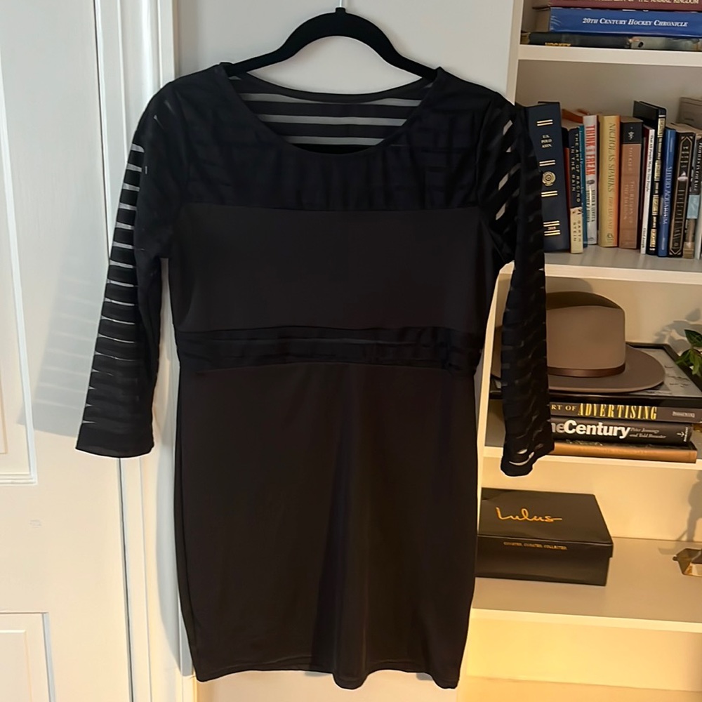 Mesh Black Bodycon Mini Dress - New Women | Color: Black |